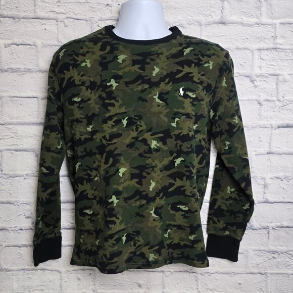 Polo Ralph Lauren Shirt Size Large Camo Thermal Long Sleeve Crewneck Pullover - Picture 1 of 15